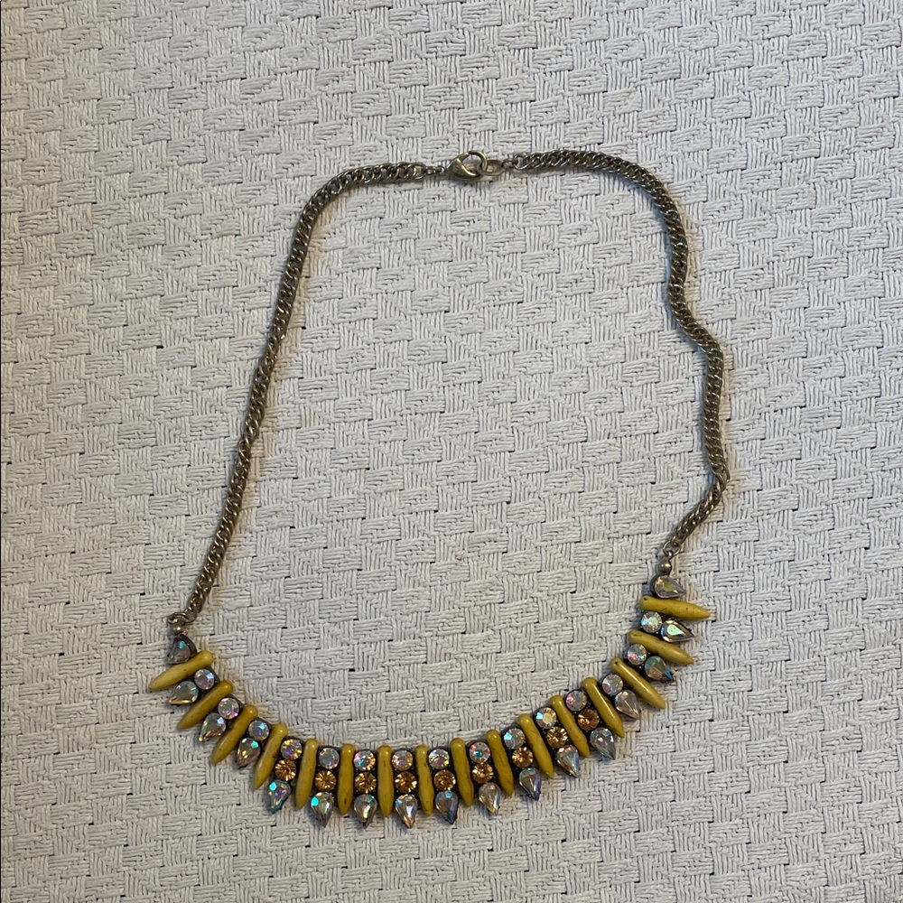 Vintage Anthropologie Statement Yellow and Gold Necklace